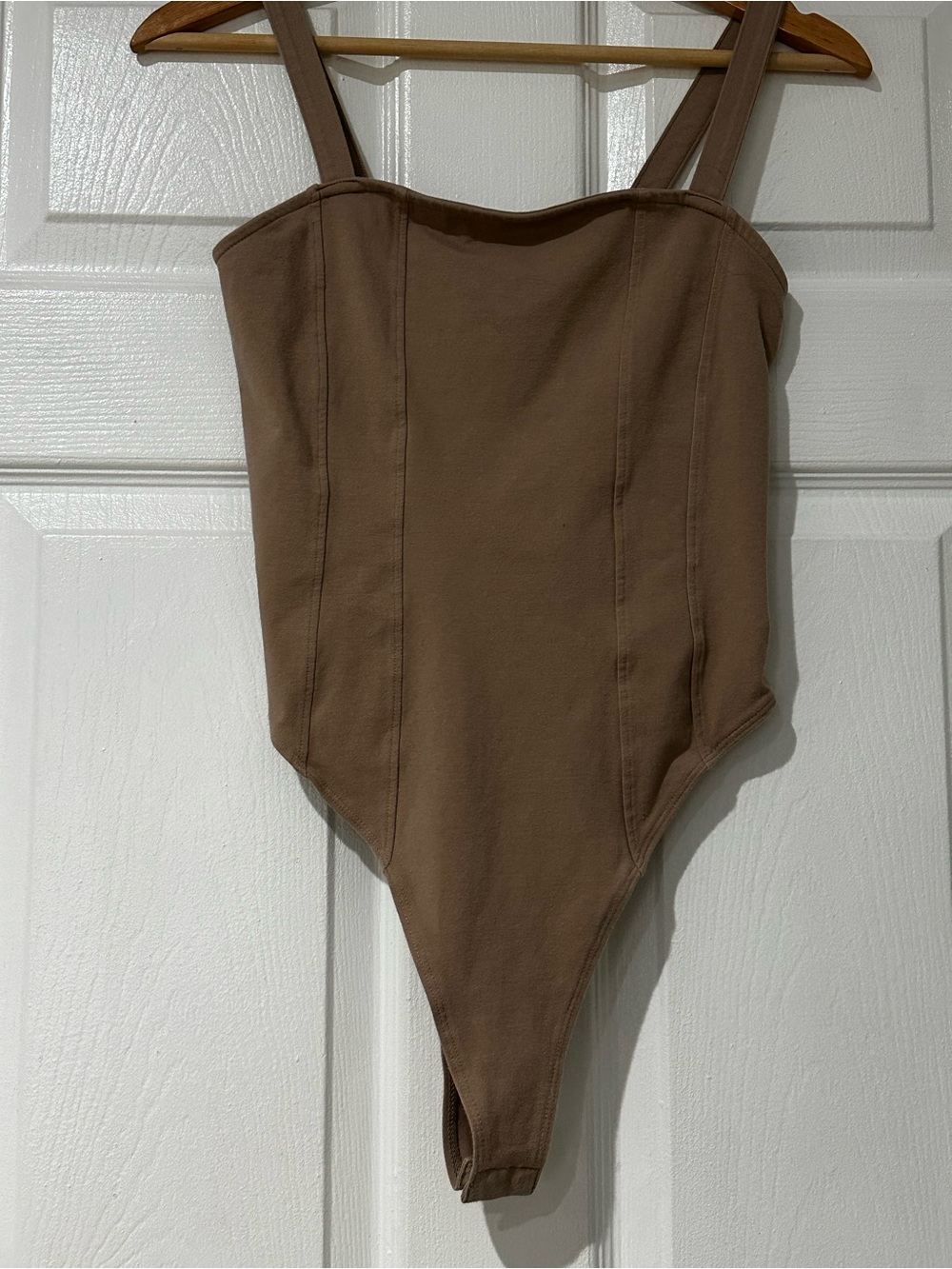 H&M Taupe Seam-Front Thong Bodysuit